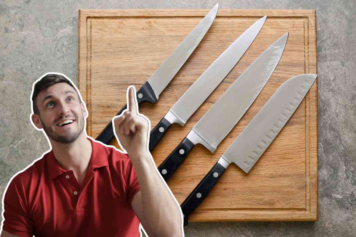 coltelli su tagliere e ragazzo