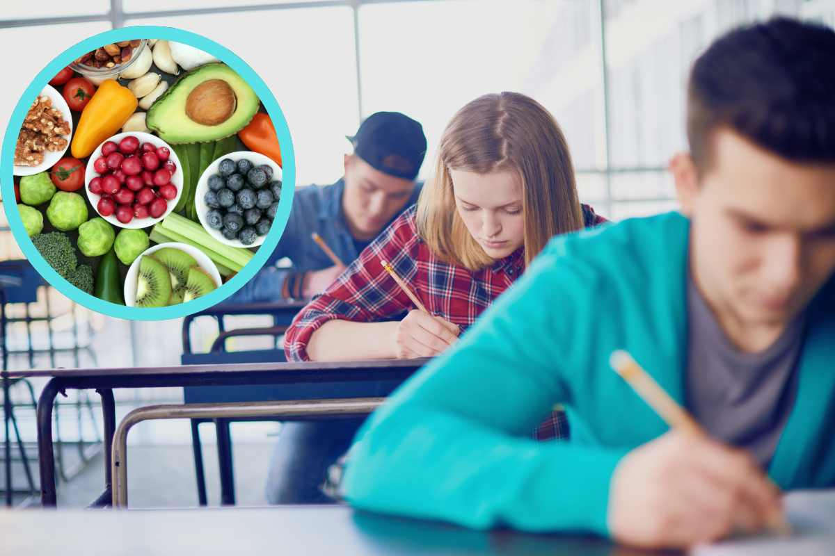 studenti ad un esame cibo sano