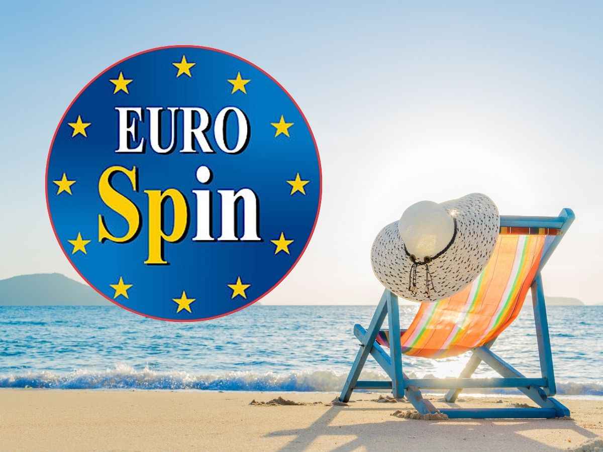 spiaggia, sedia e logo eurospin