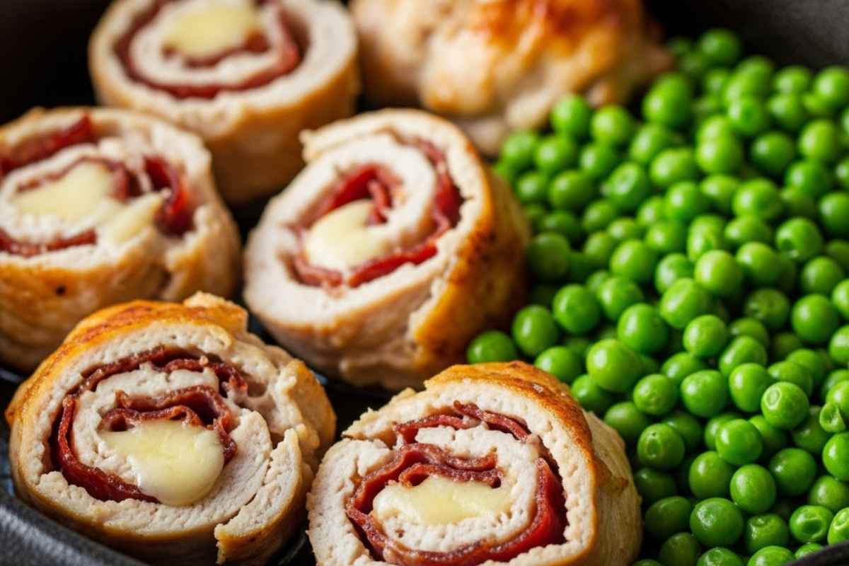 involtini di pollo ripieni con piselli