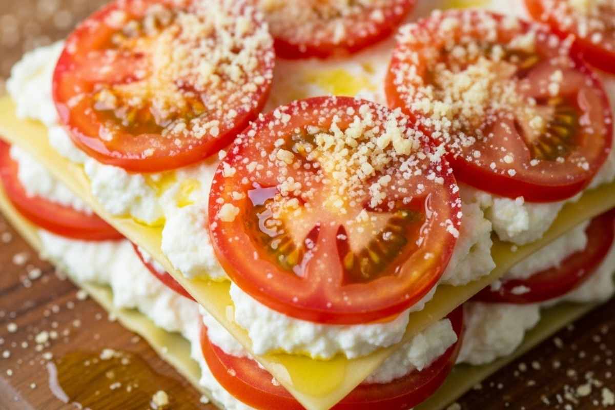 lasagna fredda su tagliere di legno
