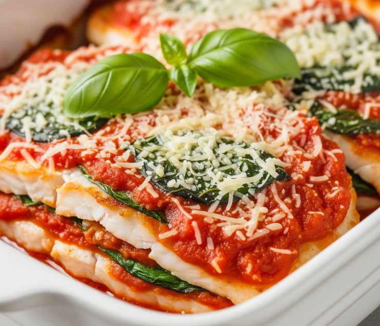 pesce spada con sugo di pomodoro e basilico
