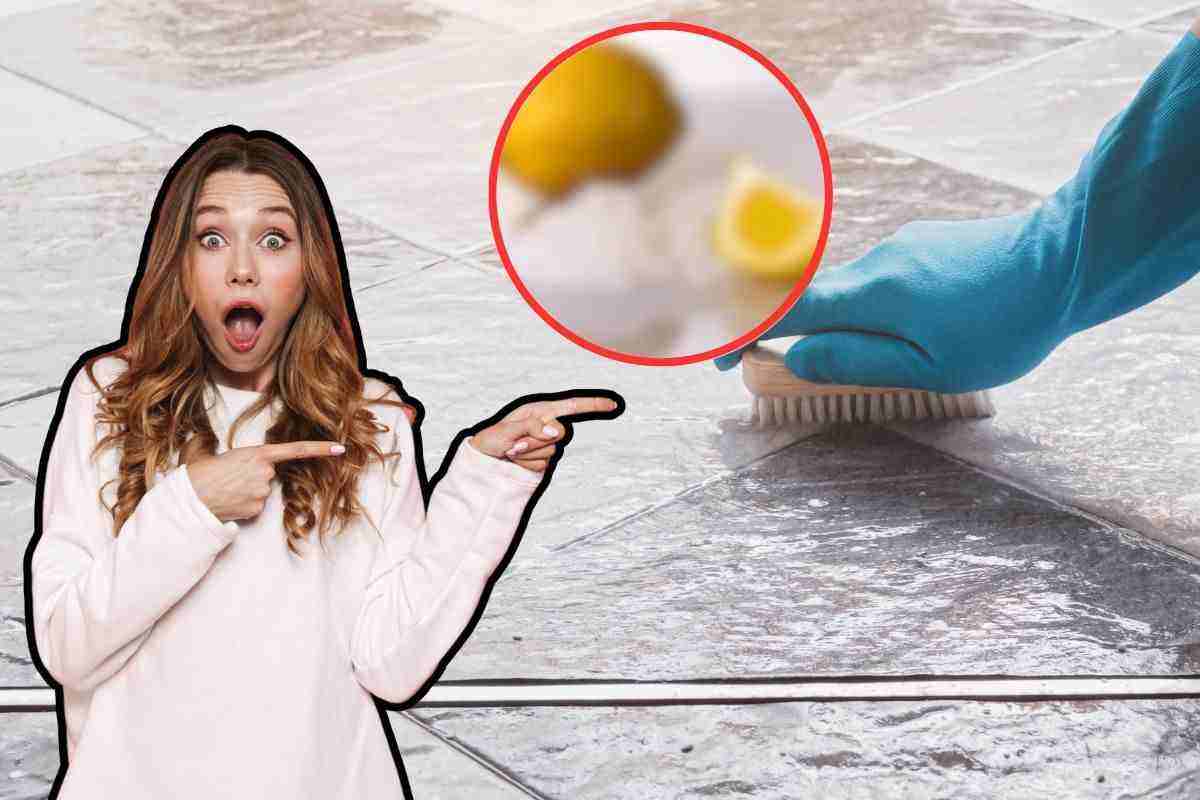 ragazza sorpresa mentre si pulisce il pavimento