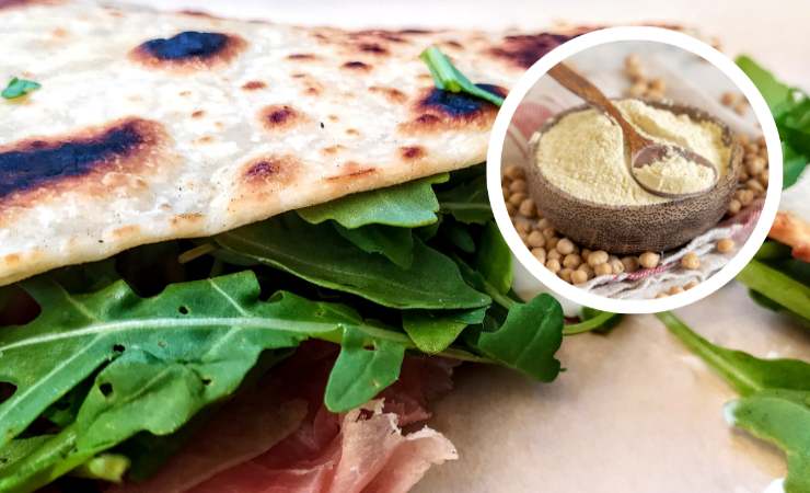 piadina con rucola e prosciutto crudo e farina di ceci