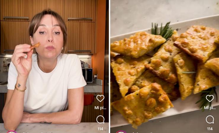 Benedetta Parodi fa la schiacciata di ceci