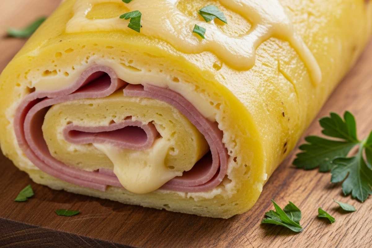 rotolo di patate su un tagliere di legno