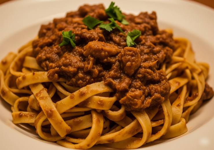 piatto di tagliatelle al ragù