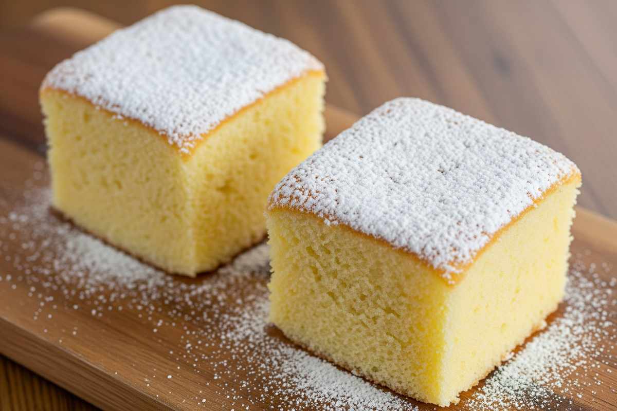 quadratini di torta con zucchero al velo