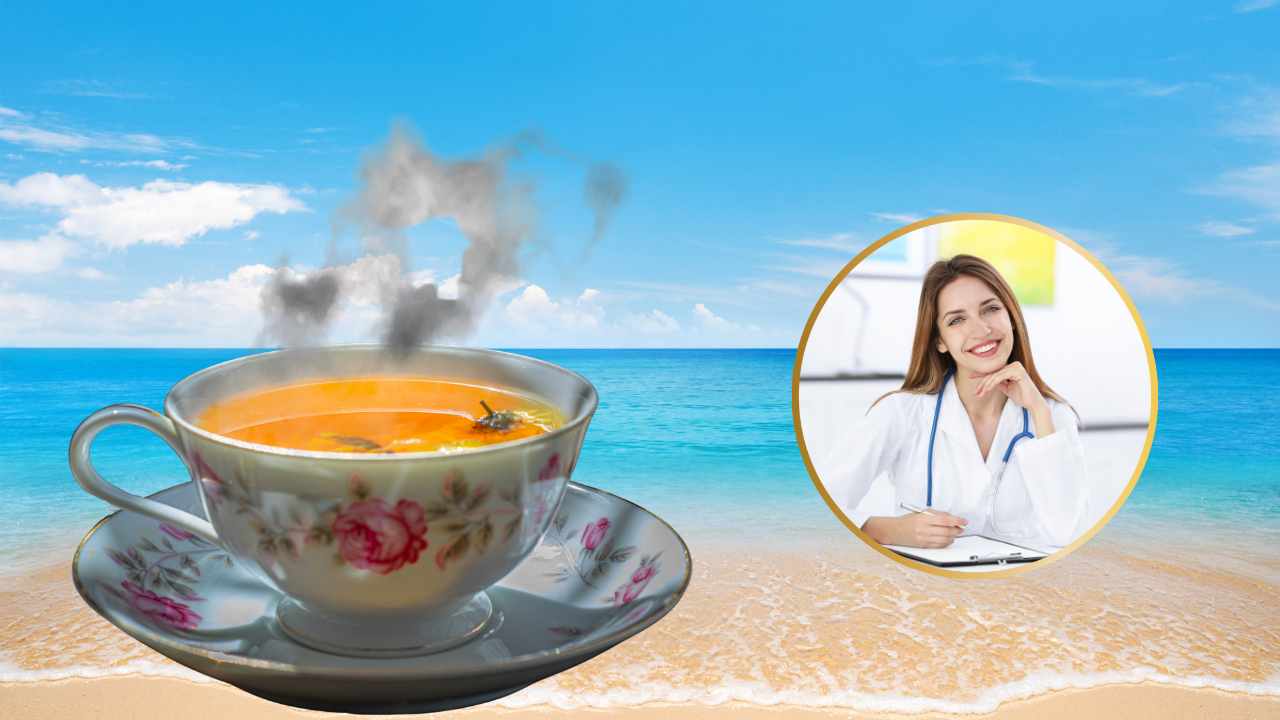 Una spiaggia ed una tazza di tè caldo
