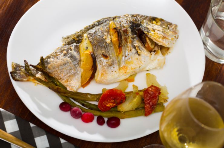 Branzino al forno con verdure