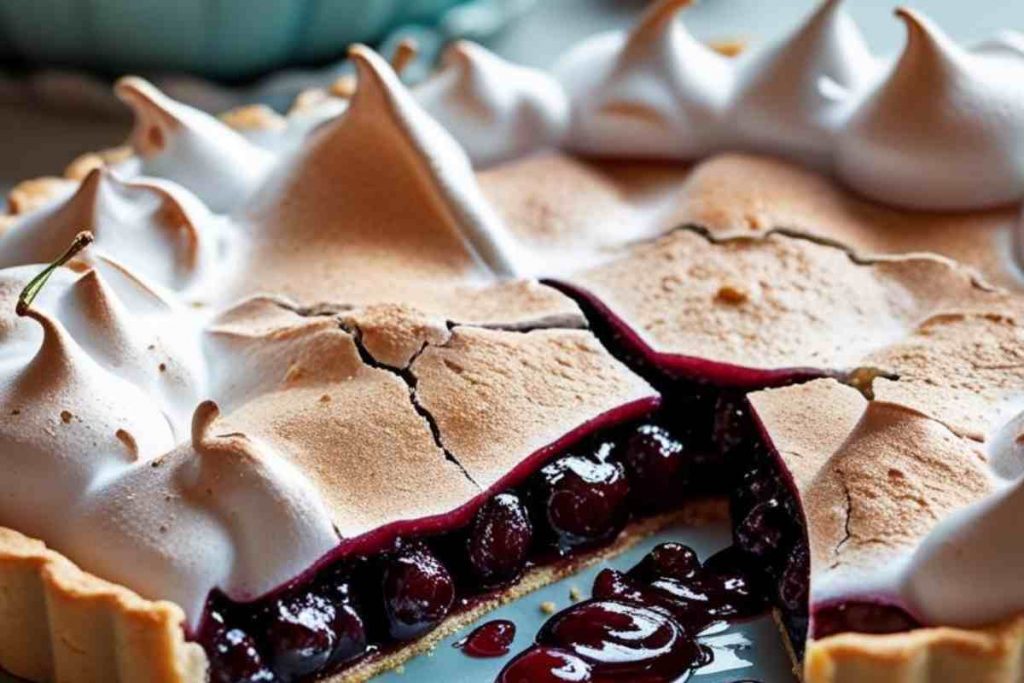 Crostata biscotto con meringa e ripieno di confettura