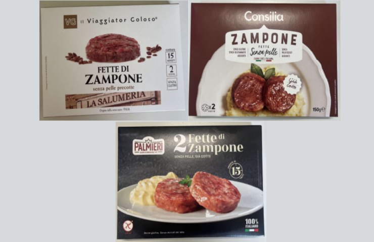 Le confezioni di tre marchi di zampone richiamate