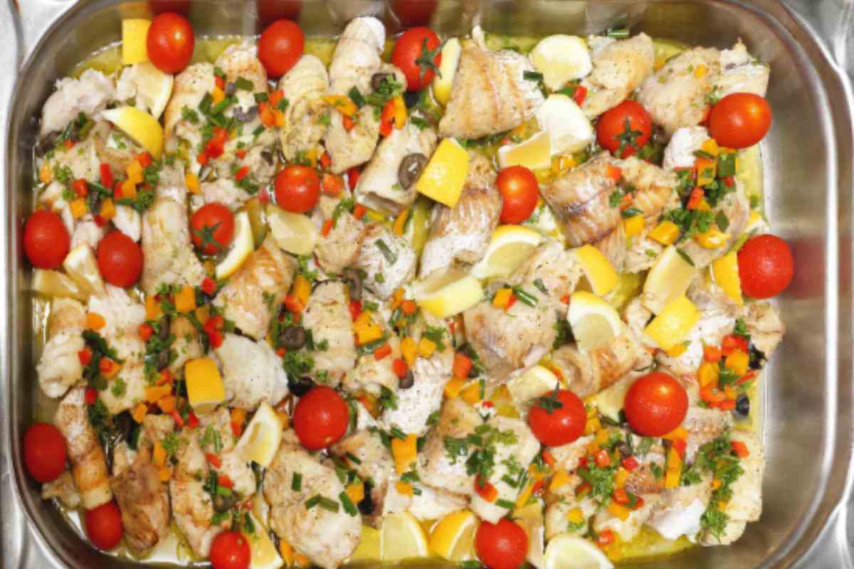 Insalata di merluzzo pomodori olive e limone
