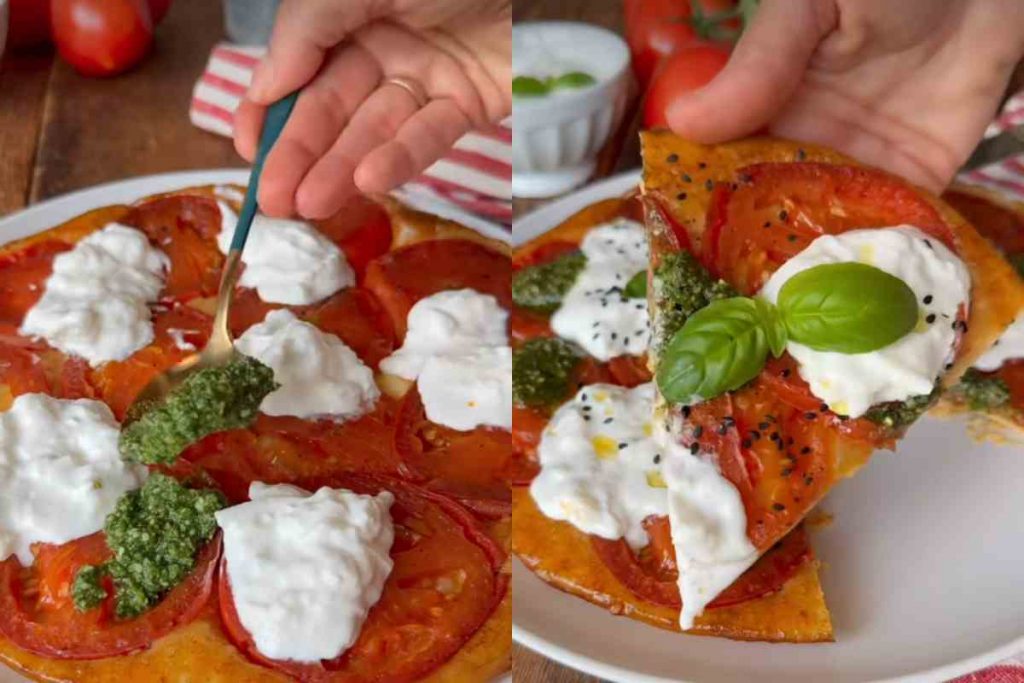 Tarte tatin salata con pomodori, stracciatella e pesto