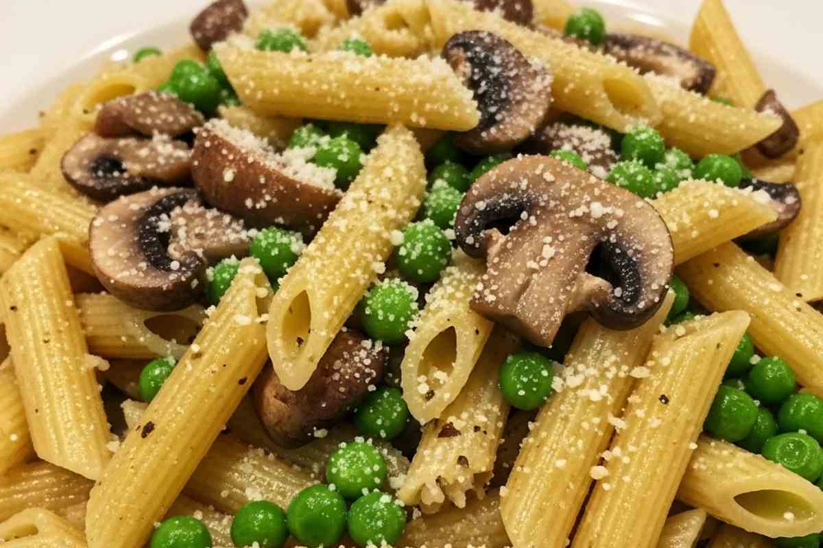 pasta con piselli e funghi
