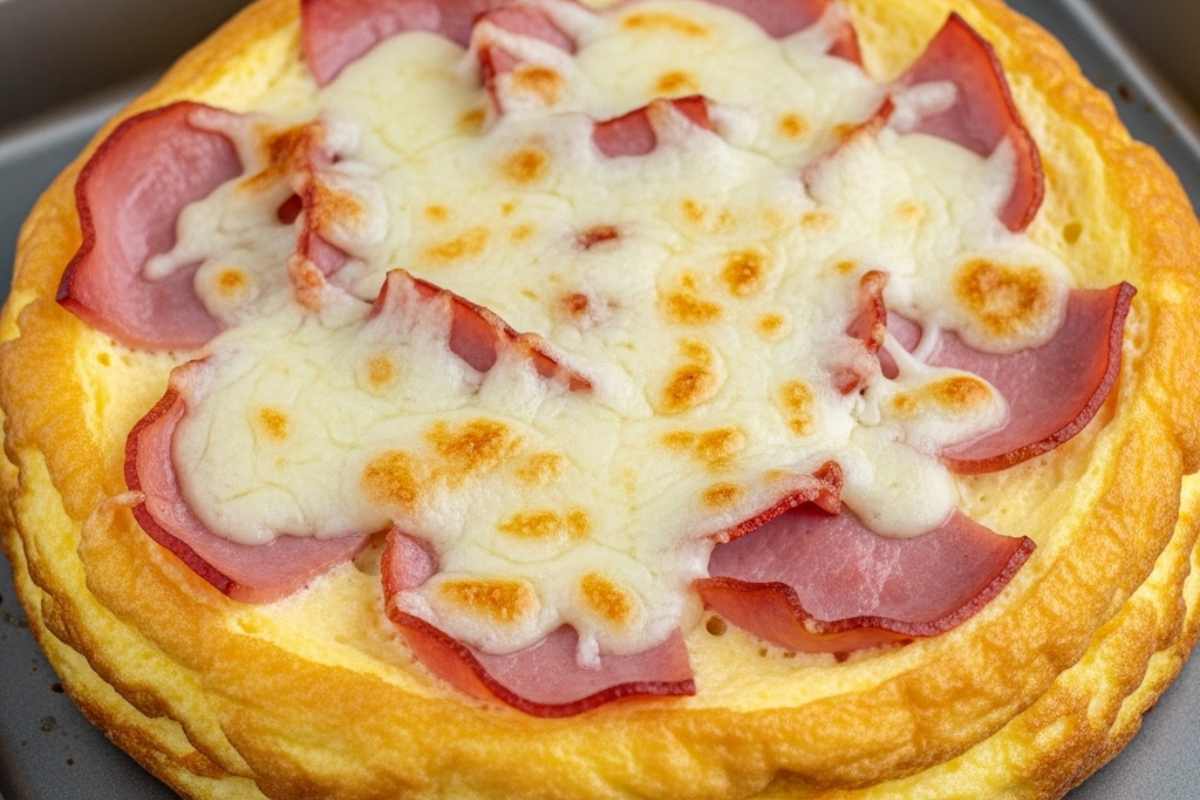 frittata alta e soffice con mozzarella e prosciutto
