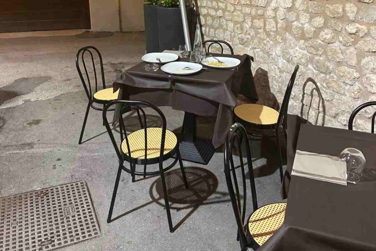 tavolino del ristornate con sopra piatti sporchi