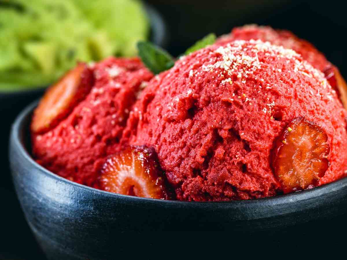 gelato con fragole