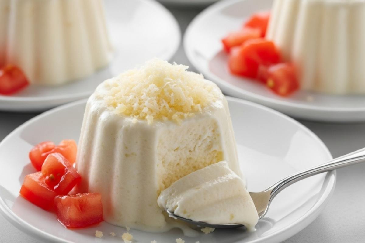 gelato salato in un piatto con pomodori