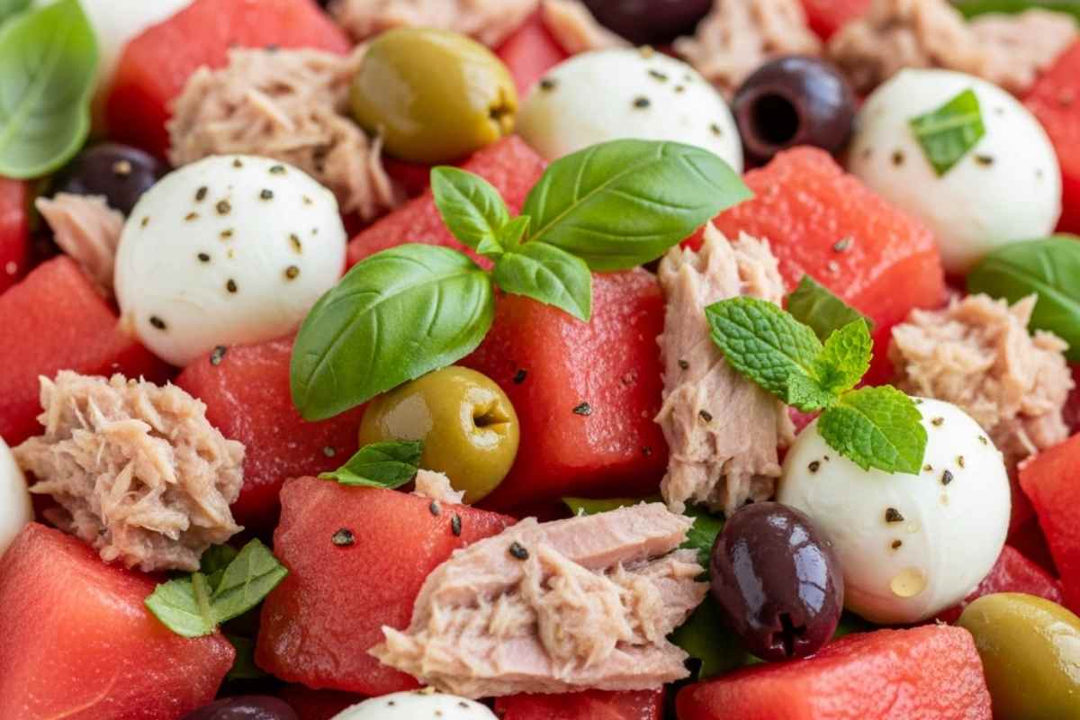 insalata di anguria in un piatto
