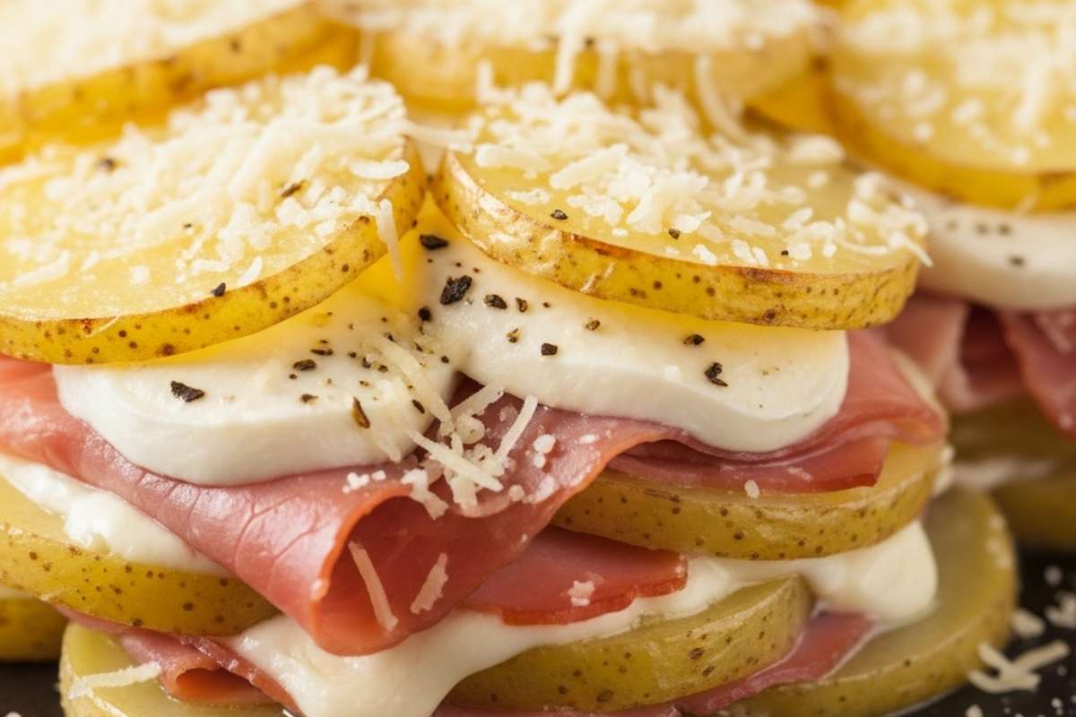 primo piano di parmigiana di patate