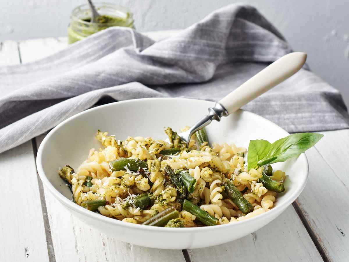 ciotola di pasta e fagiolini