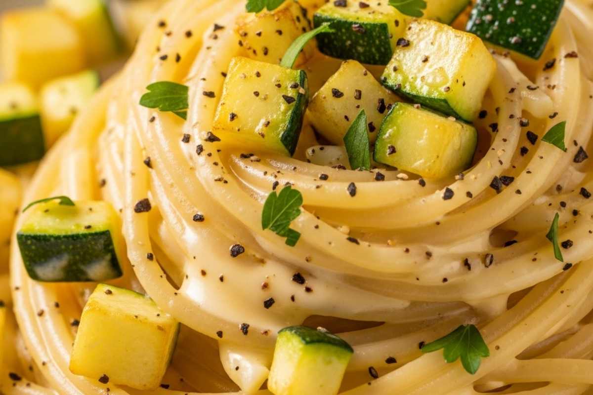 spaghetti con zucchine cremose