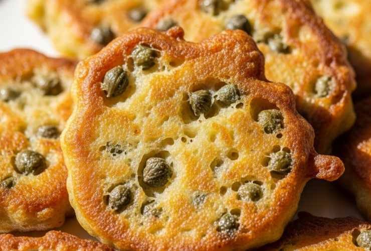 primo piano di frittella di capperi
