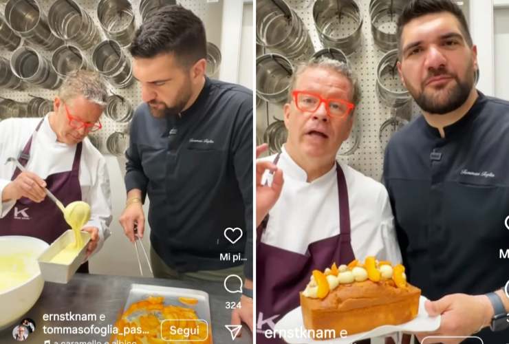 Ernst Knam e Tommaso Foglia preparano plumcake all'albicocca