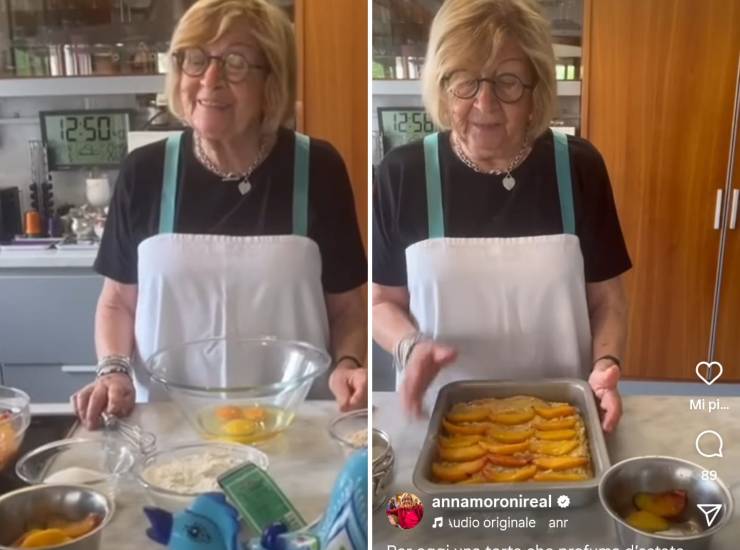 Anna Moroni prepara la torta alle pesche