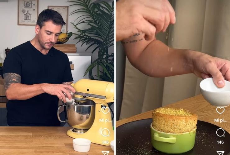 Damiano Carrara prepara tortino al pistacchio
