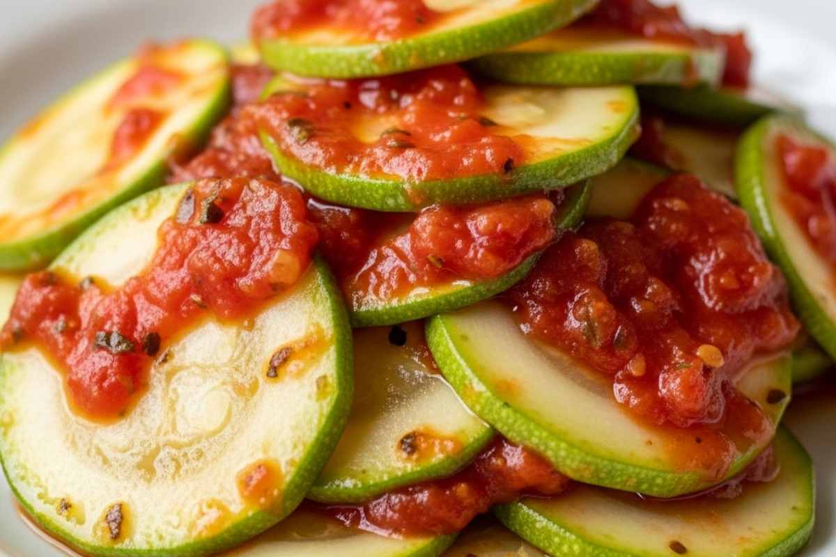 zucchine con sugo di pomodoro