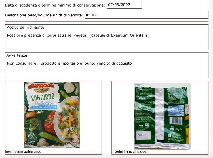 richiamo surgelati
