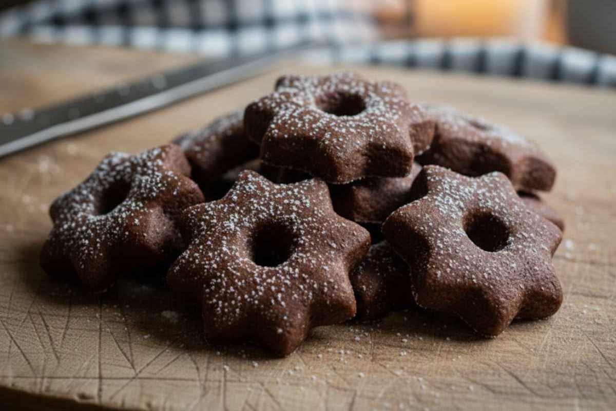 Biscotti al cioccolato a forma di fiore