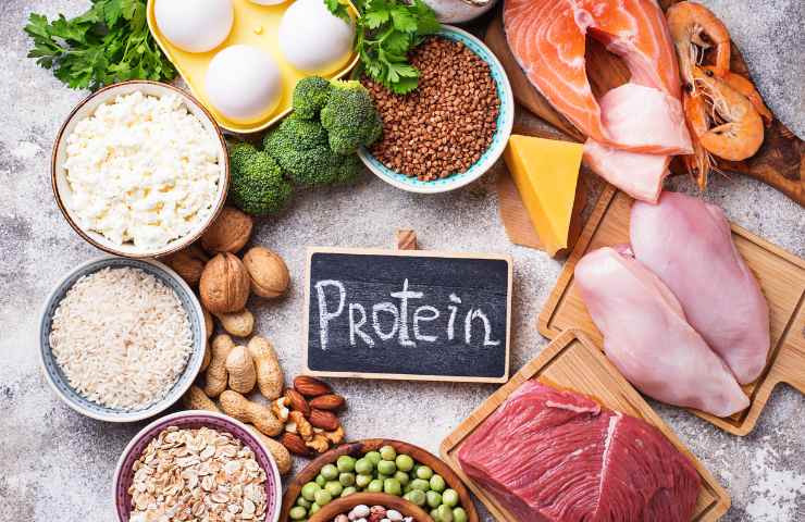 Alimenti vari con proteine all'interno