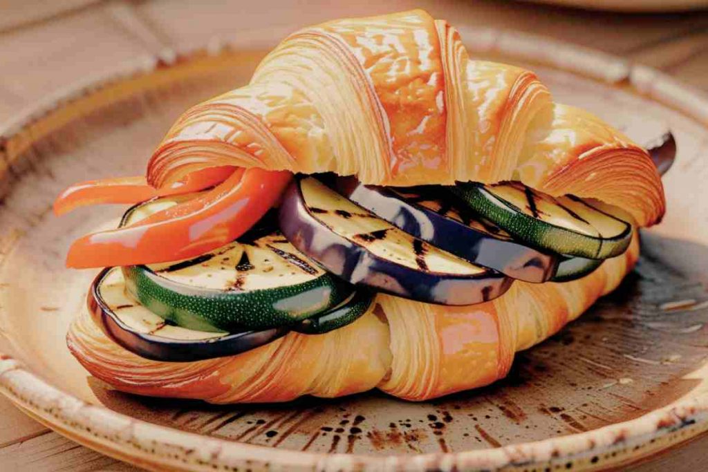 Croissant alle verdure grigliate in un piatto