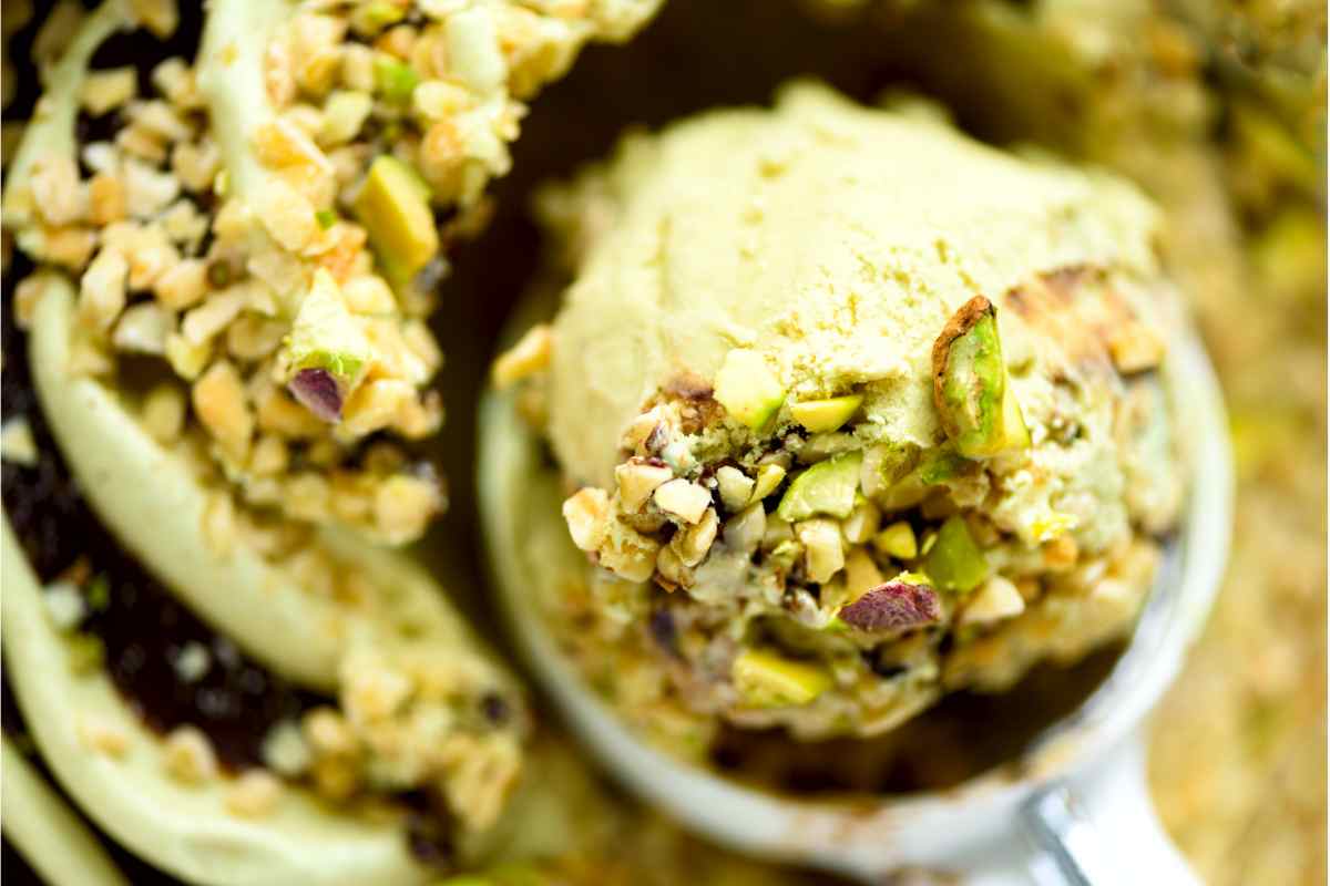 Del gelato al pistacchio visto da vicino