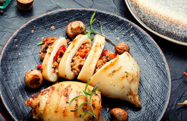 Calamari ripieni tagliati a fette