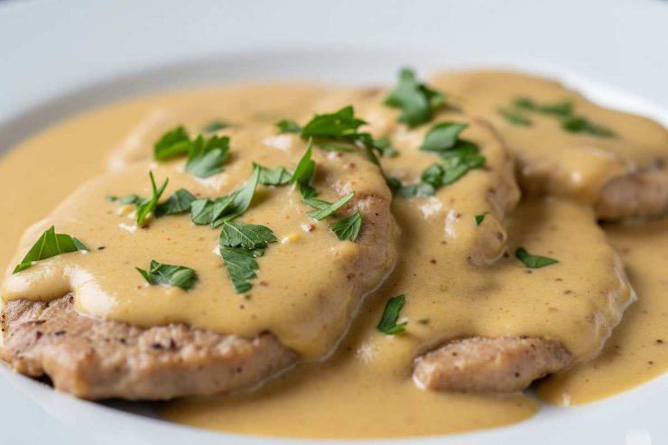 Scaloppine con sugo cremoso e prezzemolo