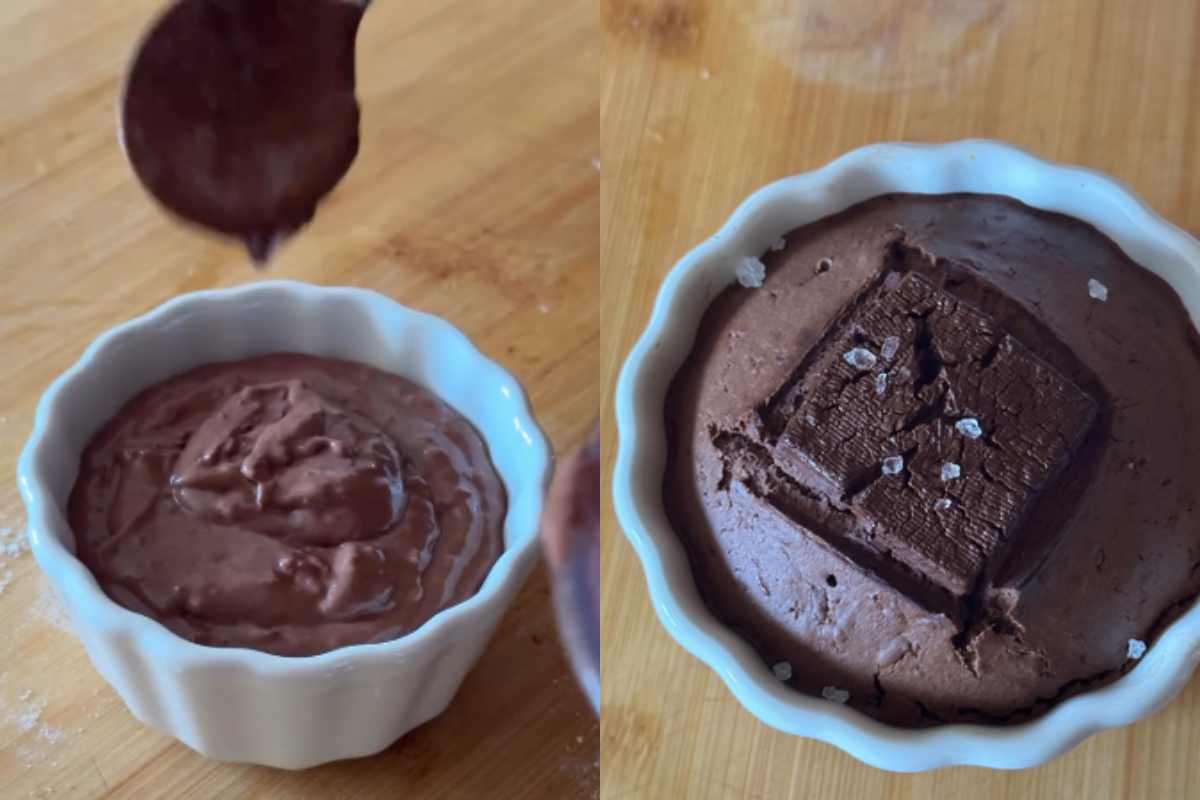 Tortino dolce con fagioli rossi prima e dopo la cottura