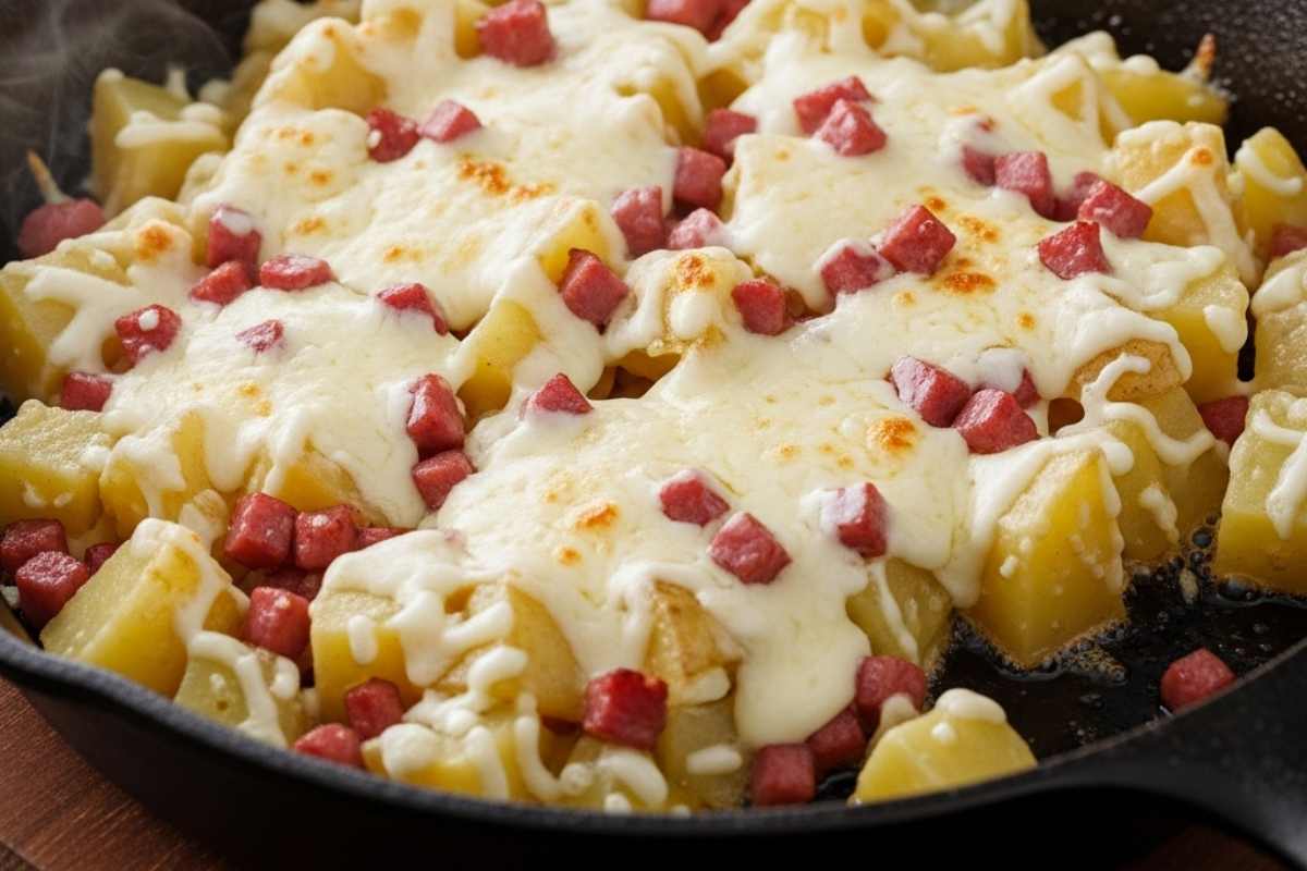 padella con patate prosciutto e fonduta