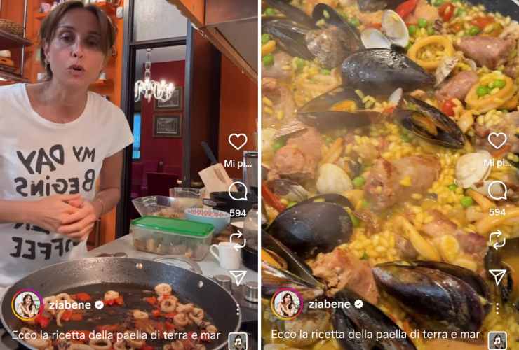 Benedetta Parodi prepara la paella