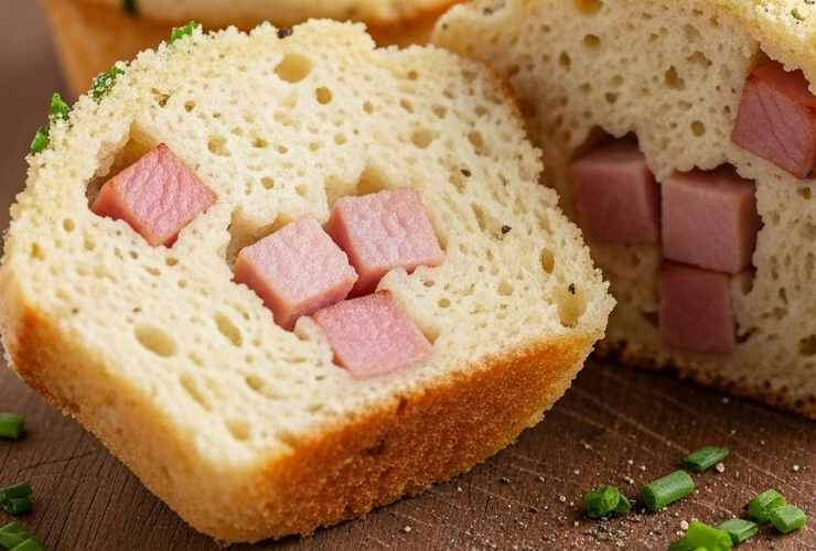 tortino a metà con ripieno di prosciutti