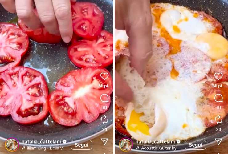 Preparare uova e pomodori in padella