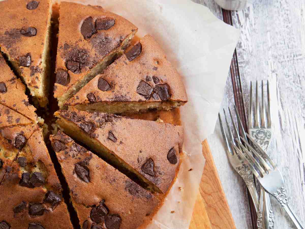 torta a fette con gocce di cioccolato