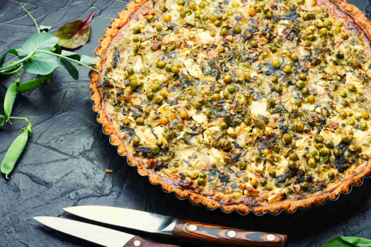 torta salata di piselli cotta in forno
