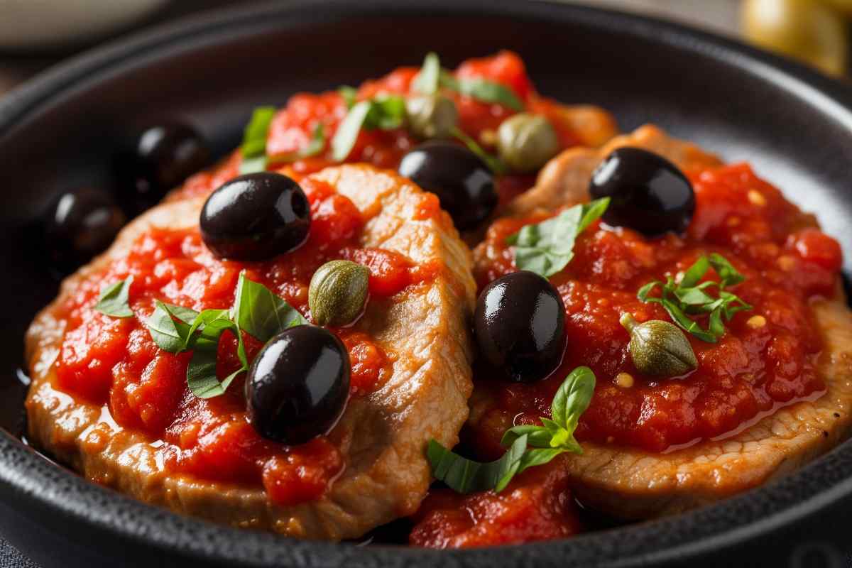 carne alla pizzaiola con olive e capperi