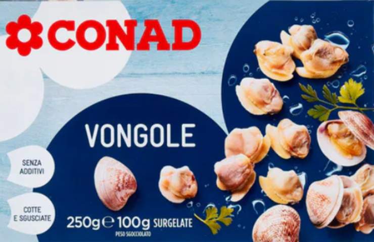 Una confezione di vongole surgelate Conad