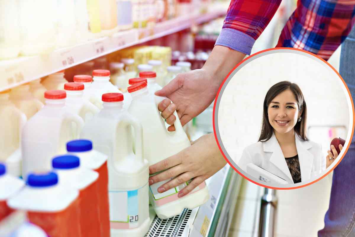 Diversi tipi di latte in vendita al supermercato