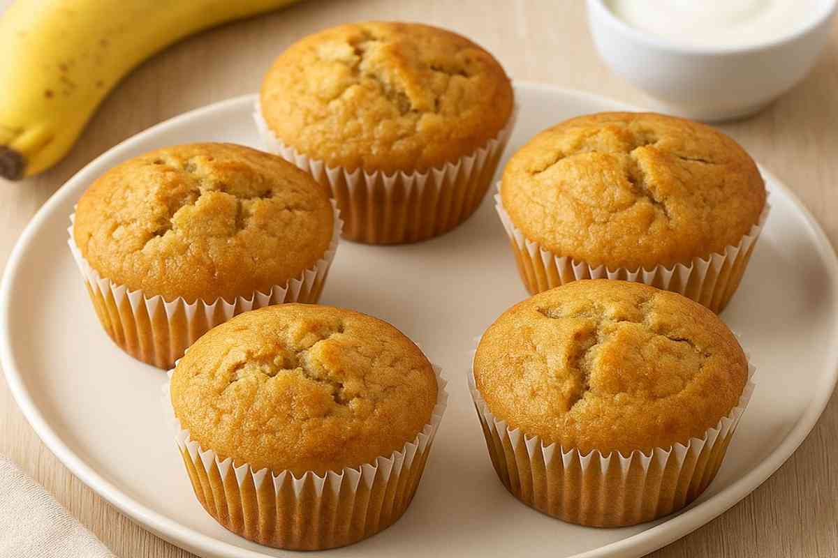 Dei muffin alla banana e yogurt in un piatto